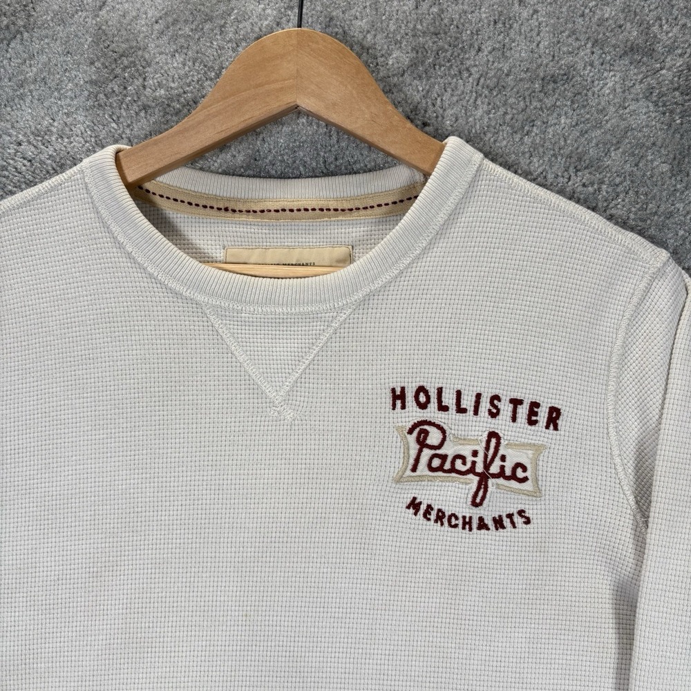 Vitnage Hollister Shirt Mens XL Cream Waffle Knit Thermal Long Sleeve Surf Y2K